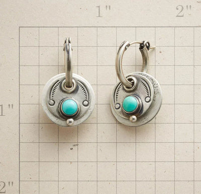 Rocío | Bohemian earrings with turquoise stones in silver
