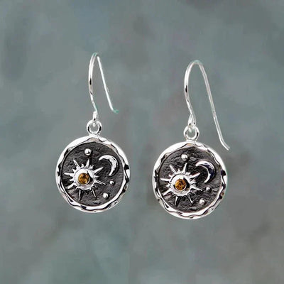 Lucía | Sun and Moon Earrings in Gold and Silver