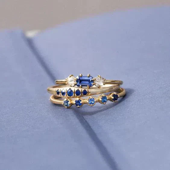 Yoselin | Layered ring with blue zirconia