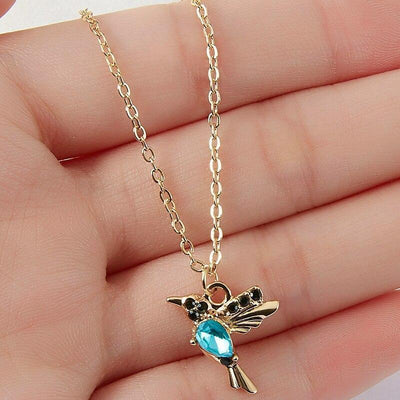 Teresa | Hummingbird necklace with enamel and zirconium dioxide