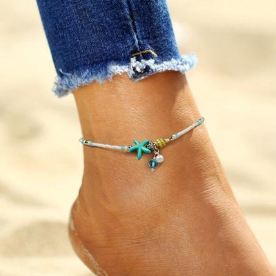 Julieta | Star and Shell Anklet Bracelet with Natural Stones