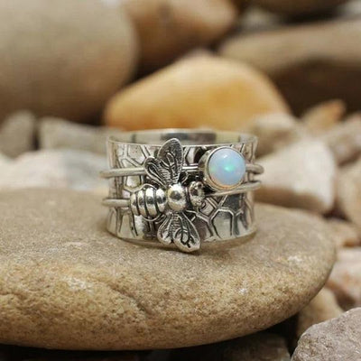 Lidia | Bee Gemstone Meditation Spinner Ring