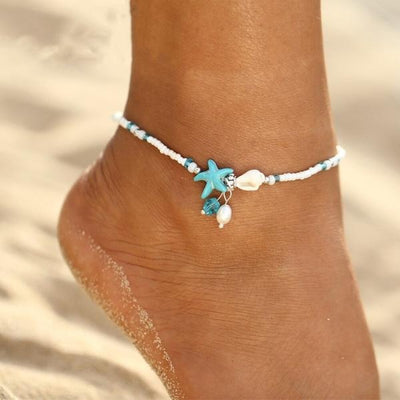 Julieta | Star and Shell Anklet Bracelet with Natural Stones