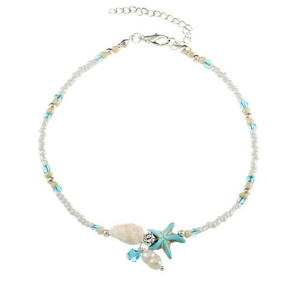Julieta | Star and Shell Anklet Bracelet with Natural Stones