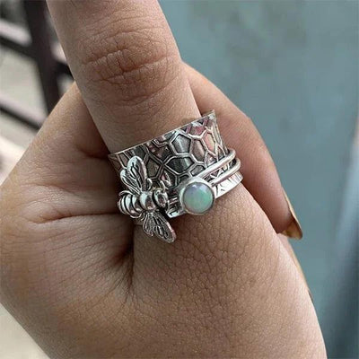 Lidia | Bee Gemstone Meditation Spinner Ring