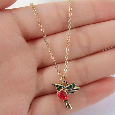 Teresa | Hummingbird necklace with enamel and zirconium dioxide