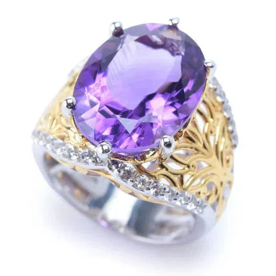 Noemí | Vintage lilac, gold and silver crystal ring