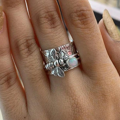 Lidia | Bee Gemstone Meditation Spinner Ring
