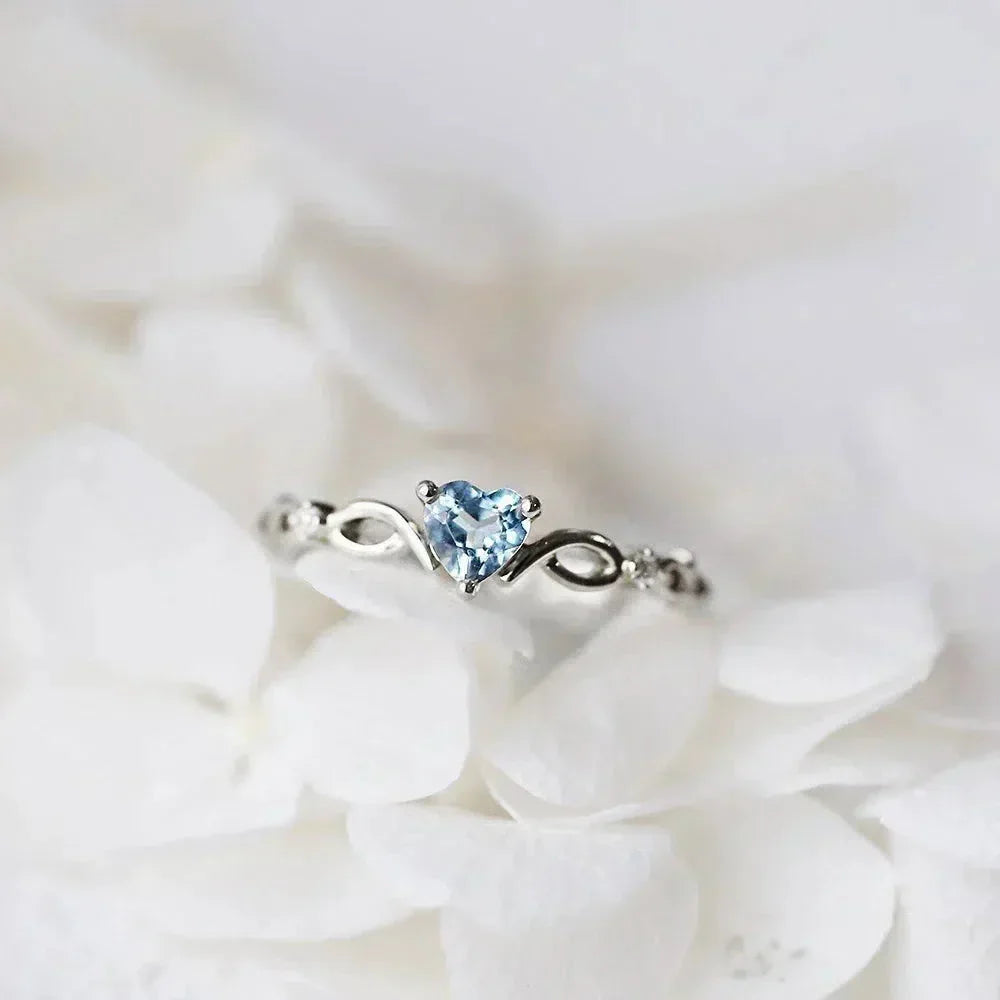 Wanda | Blue Zirconia Heart Ring in Sterling Silver