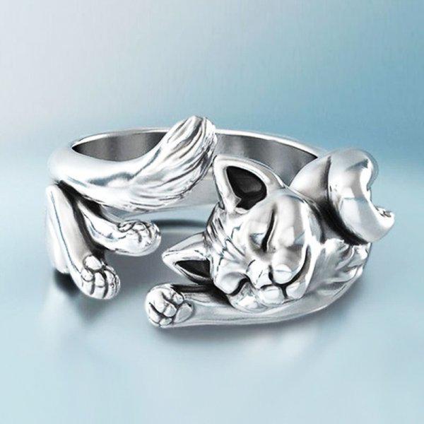 Elvia | Vintage silver cat ring