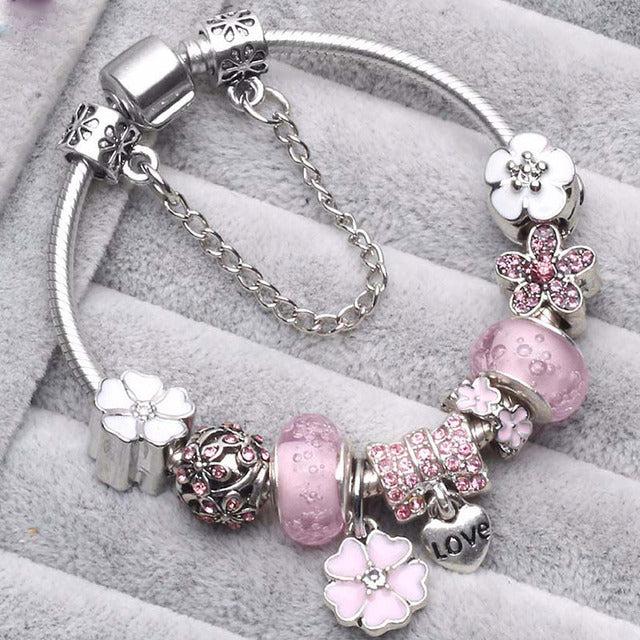María Fernanda | Vintage pink silver bracelets