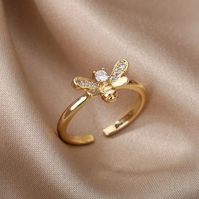 Natalia | Adjustable golden bee ring