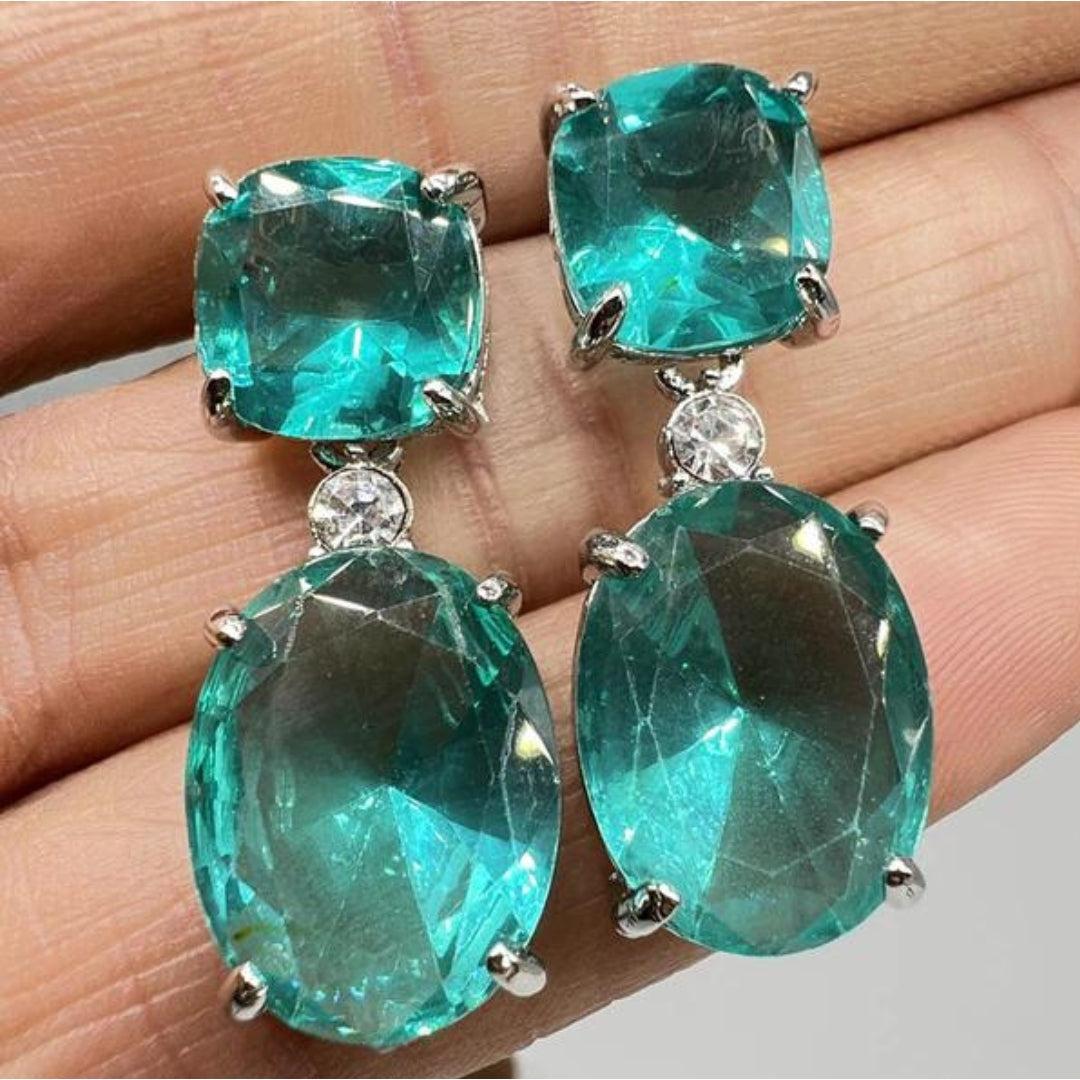 Olga | Bohemian earrings with turquoise crystal in sterling silver
