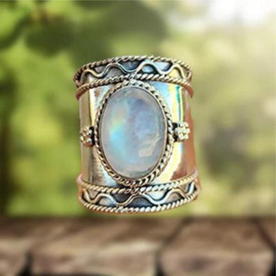 Begoña | Bohemian Moonstone Wide Band Ring