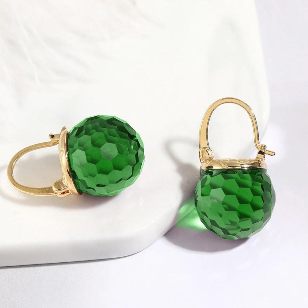 Noelia | Green crystal earrings in gold