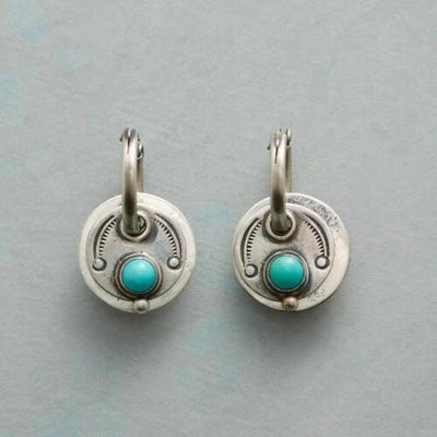 Rocío | Bohemian earrings with turquoise stones in silver