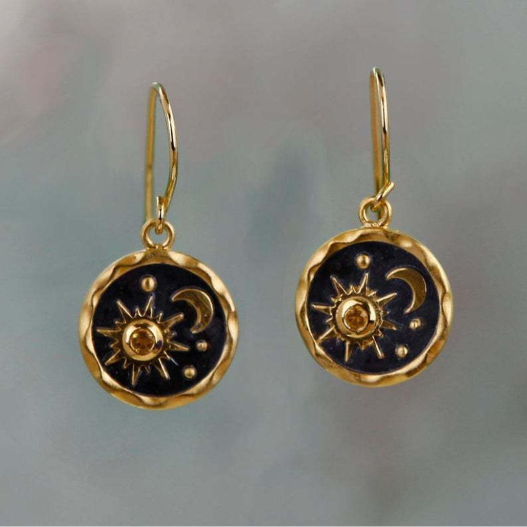 Lucía | Sun and Moon Earrings in Gold and Silver