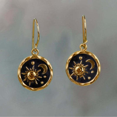 Lucía | Sun and Moon Earrings in Gold and Silver