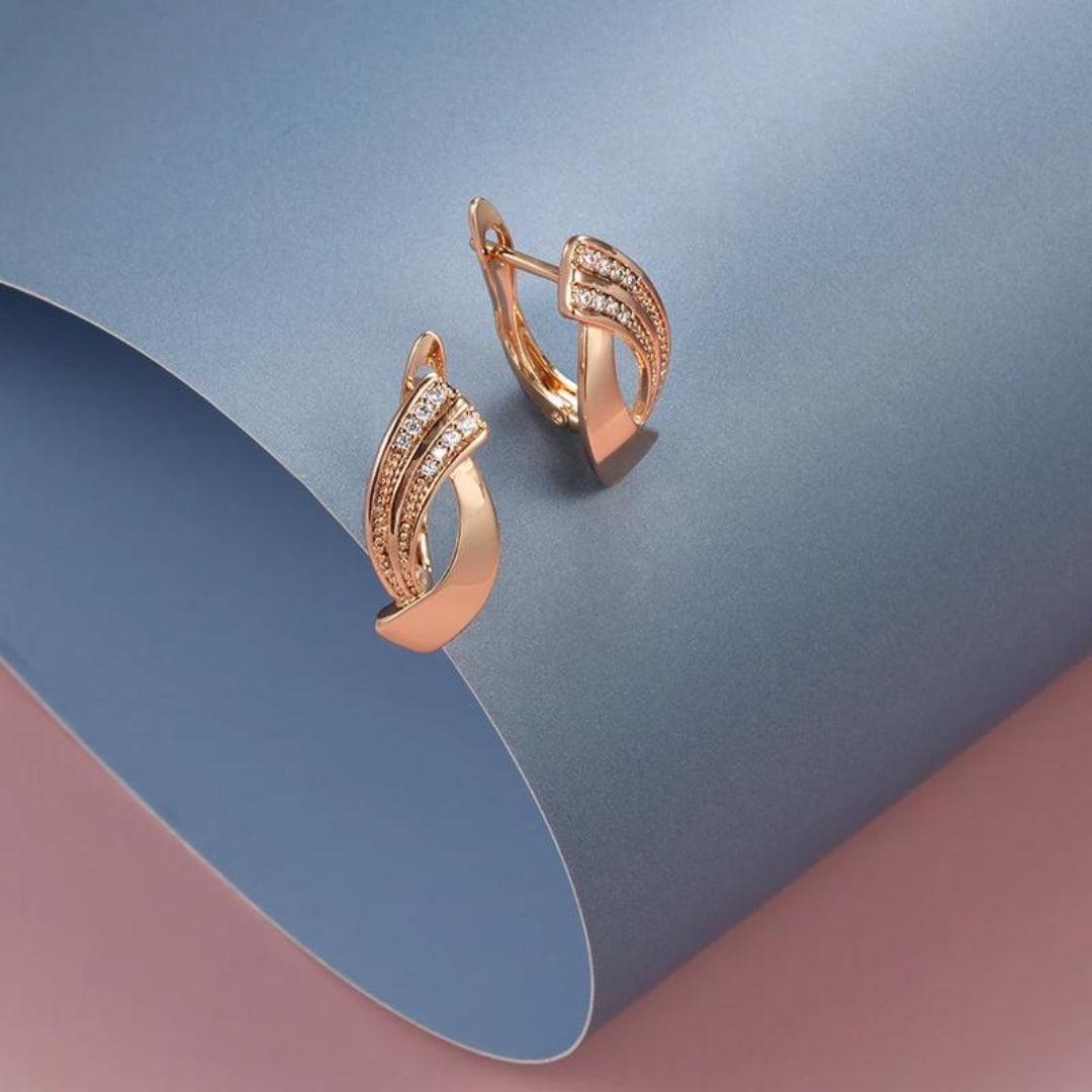Irina | Elegant earrings with zircons in rose gold