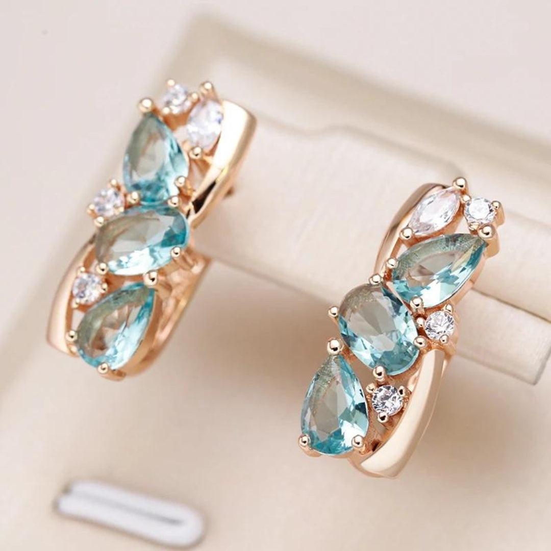Xenia | Blue zirconia earrings in gold