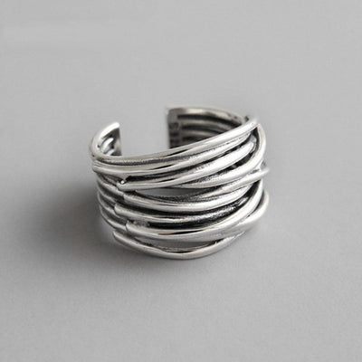 Diana | 925 Sterling Silver Layered Adjustable Ring