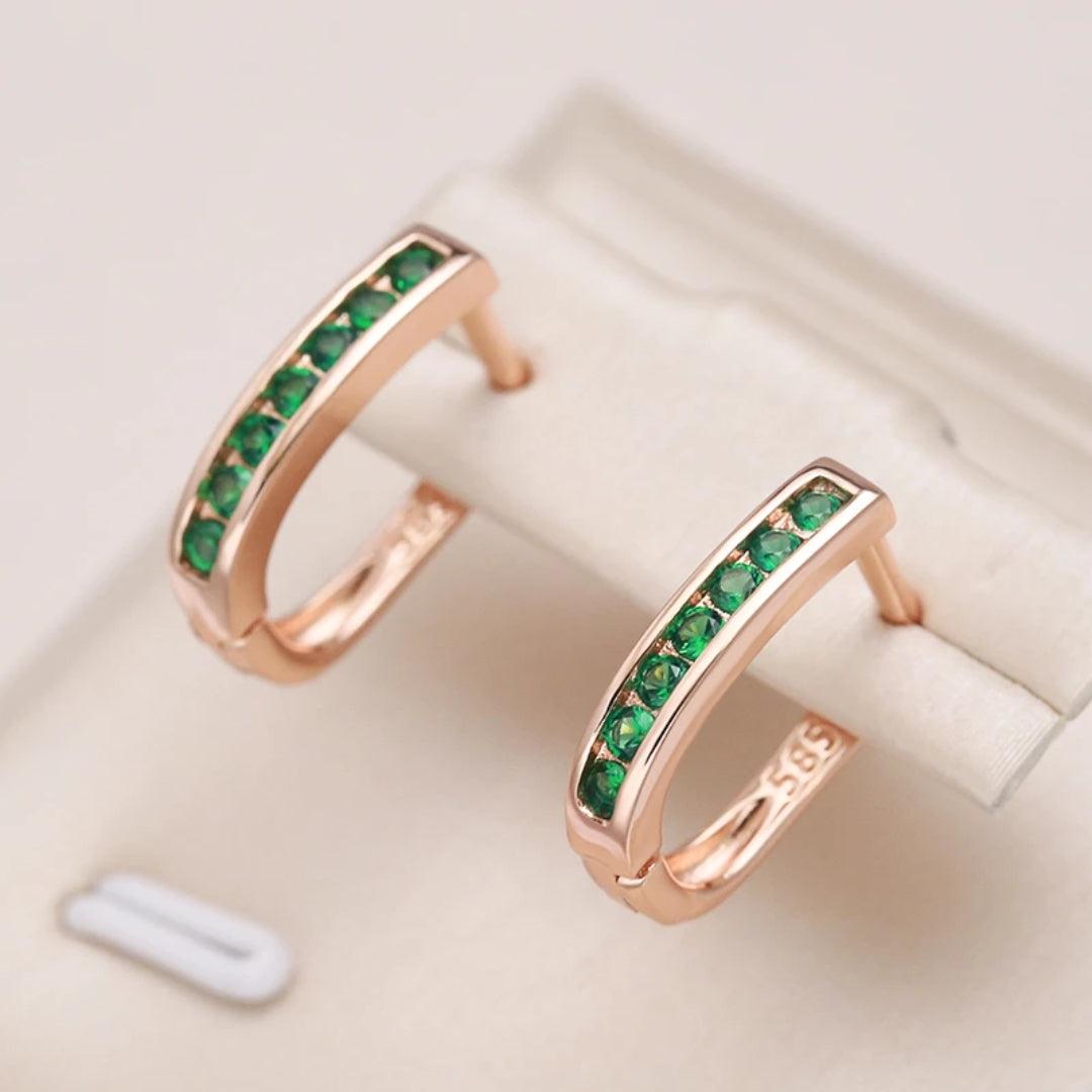 Beatriz | Emerald diamond earrings in gold