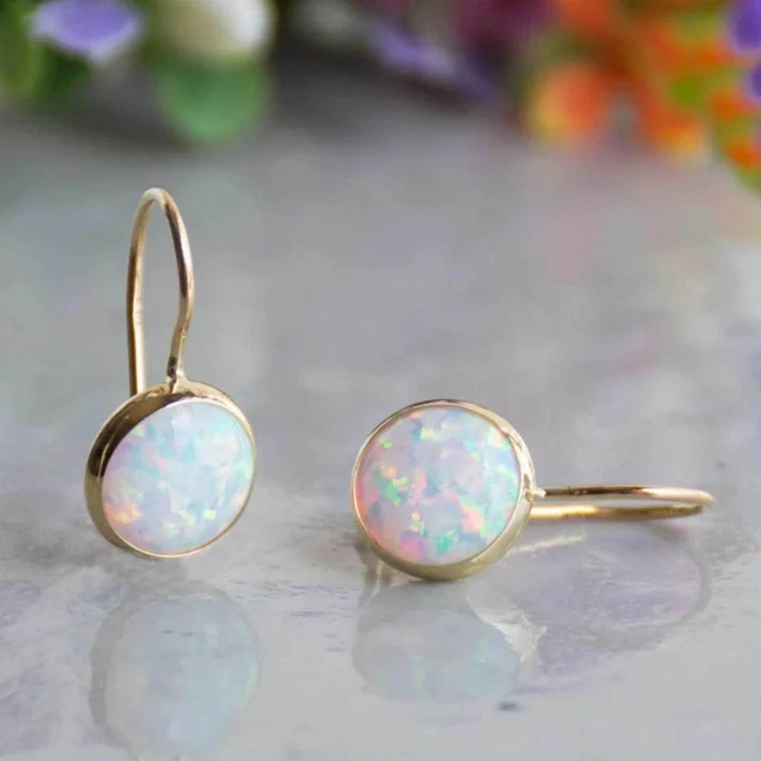 Francisca | Vintage gold-plated white opal earrings