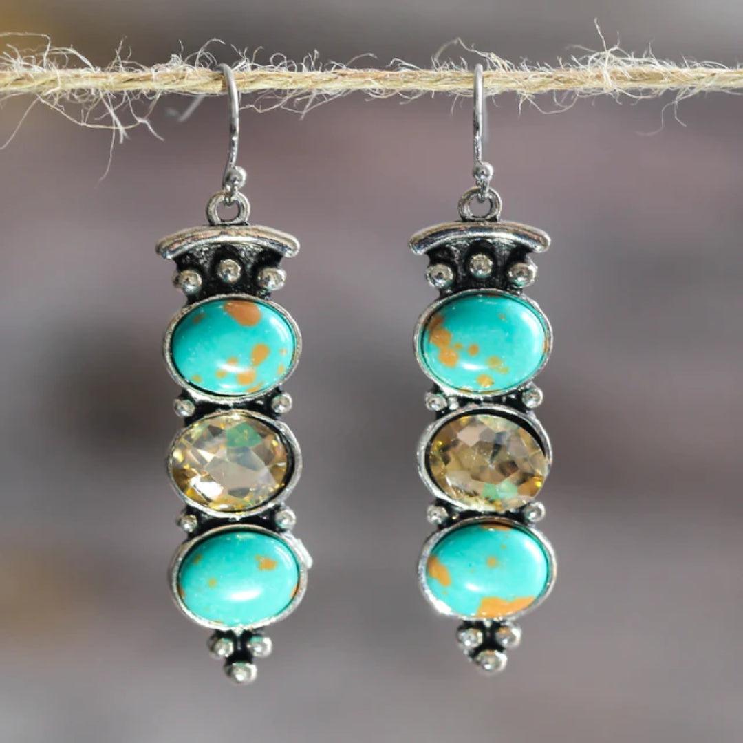 Romina | Vintage natural turquoise dangle earrings