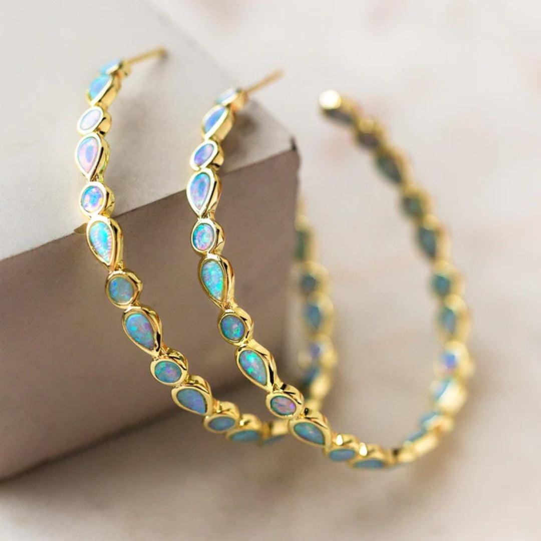 Fabiana | Vintage gold earrings with blue opal
