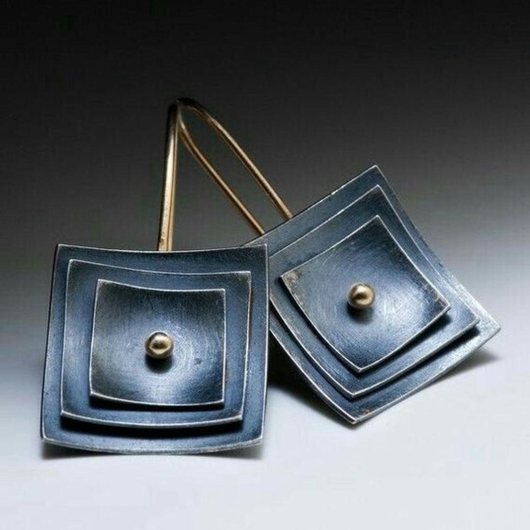 Marina | Vintage blue square earrings