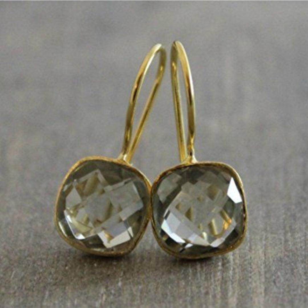 Delia | Vintage gold and green earrings