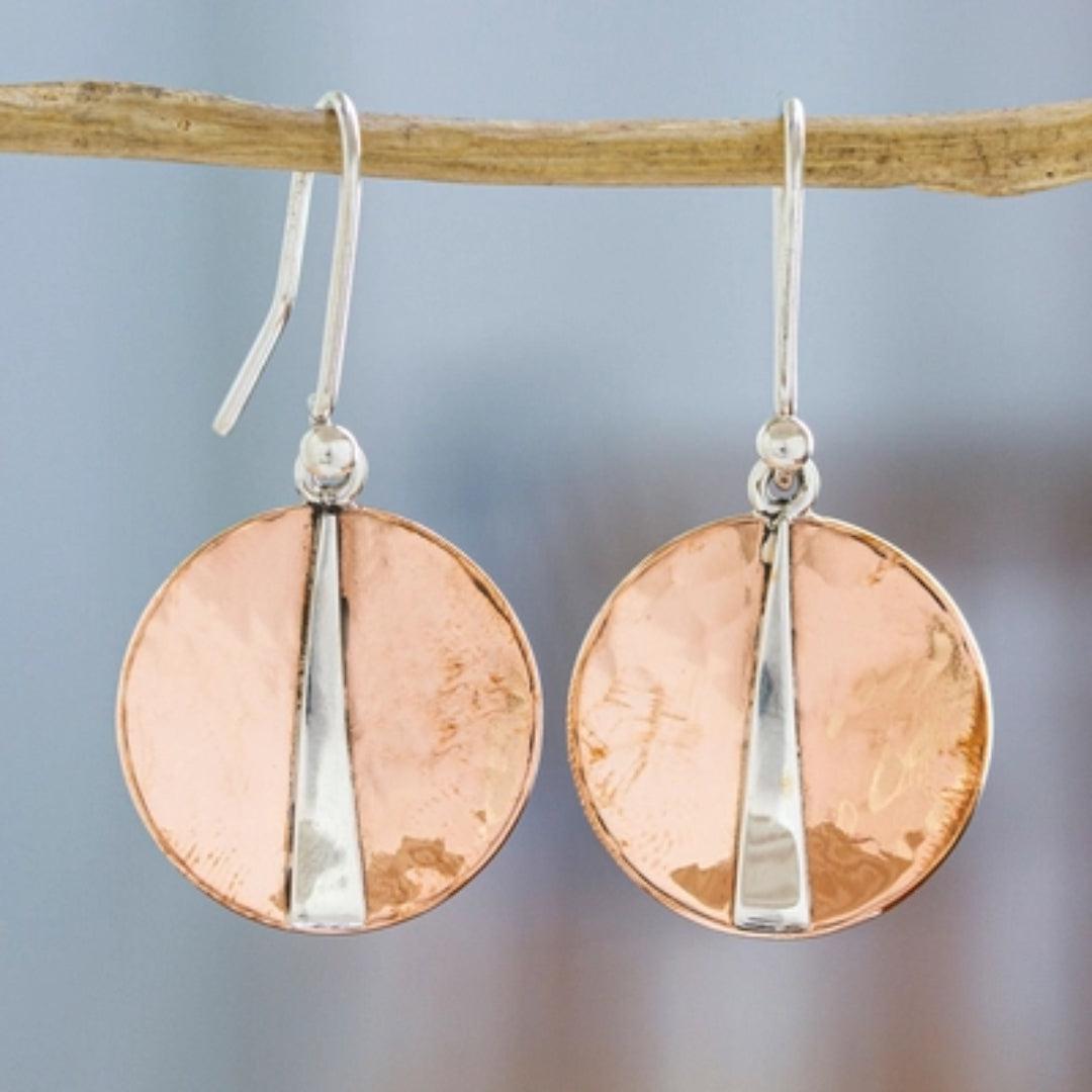 Camila | Vintage sterling silver earrings with round and pink diamonds