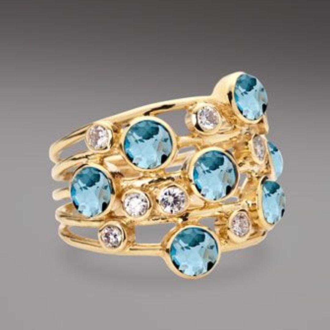 Leila | Vintage gold ring with blue zirconia