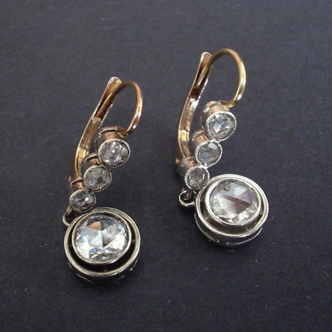 Mercedes | Vintage gold earrings with zircons
