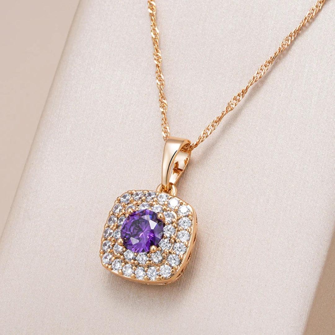 Mónica | Elegant shiny lilac necklace in gold