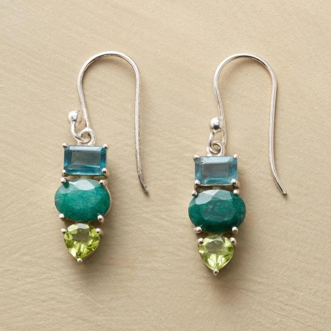 Magdalena | Vintage silver earrings with green stone