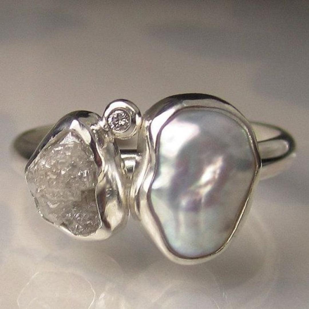 Luisa | Vintage silver ring with baroque pearl