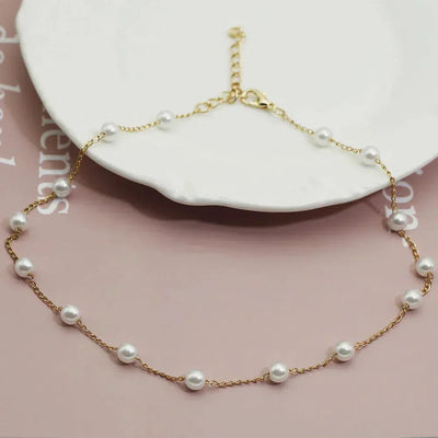 Margarita | Pearl necklace in gold