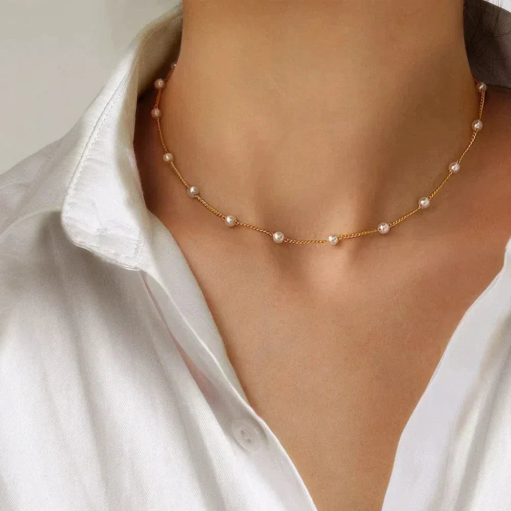 Margarita | Pearl necklace in gold