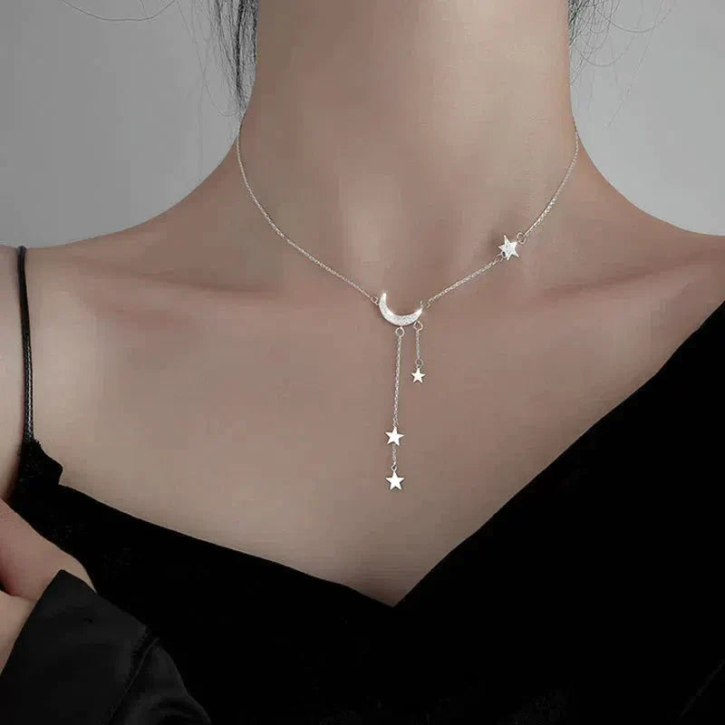 Gabriela | Silver moon and stars necklace