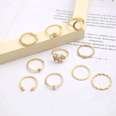 Ana | Pack of 10 silver and gold plated bohemian rings
