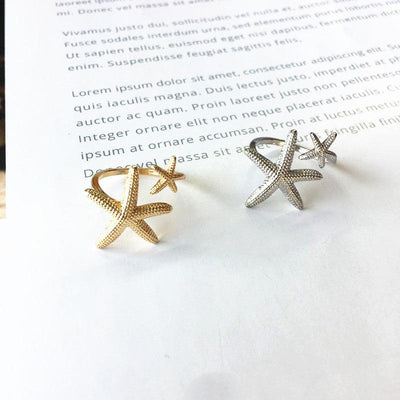 Adriana | Adjustable starfish ring in silver and gold
