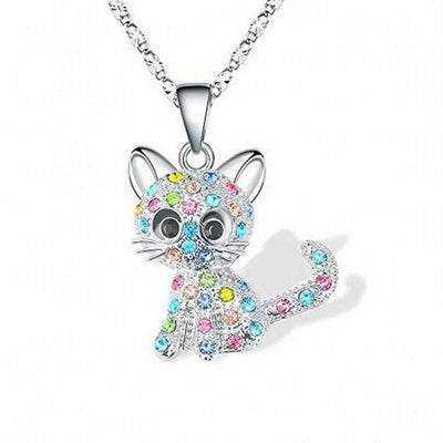 Zulema | Silver and colored zircon kitten necklace