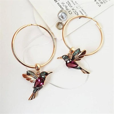 Alejandra | Limited Edition Flying Hummingbird Earrings with Zirconia Inlay