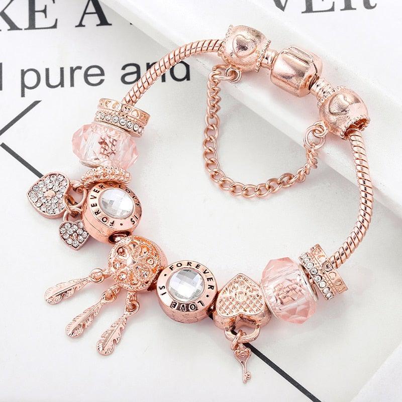 Sol | Rose dreamcatcher bracelet with sterling silver charms included