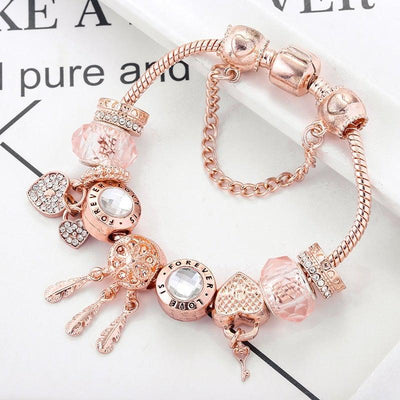Sol | Rose dreamcatcher bracelet with sterling silver charms included