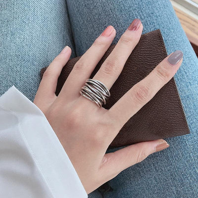 Diana | 925 Sterling Silver Layered Adjustable Ring