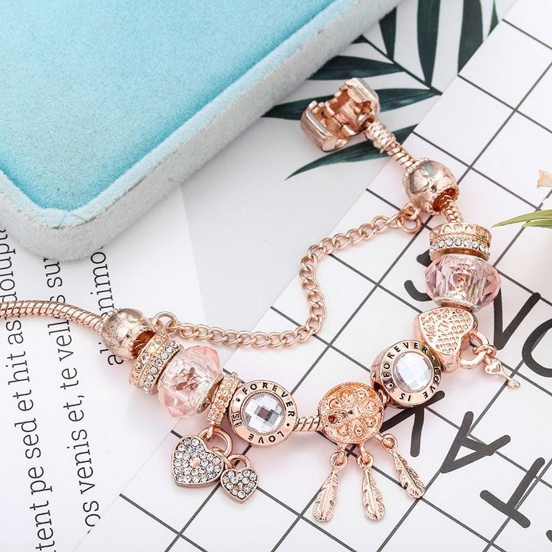 Sol | Rose dreamcatcher bracelet with sterling silver charms included