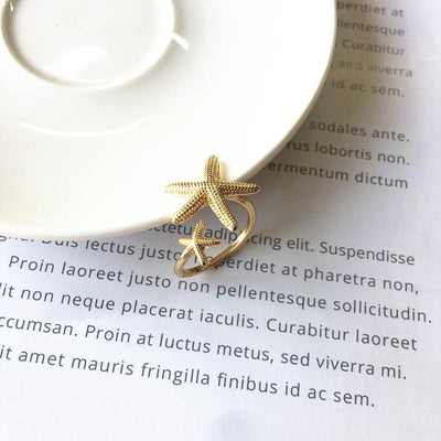 Adriana | Adjustable starfish ring in silver and gold