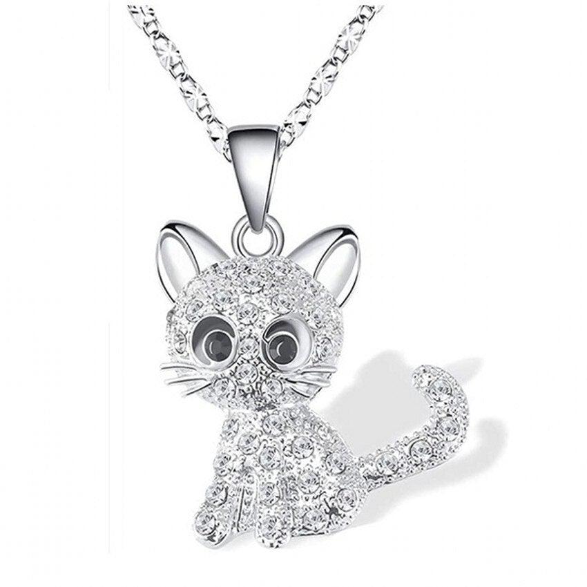 Zulema | Silver and colored zircon kitten necklace